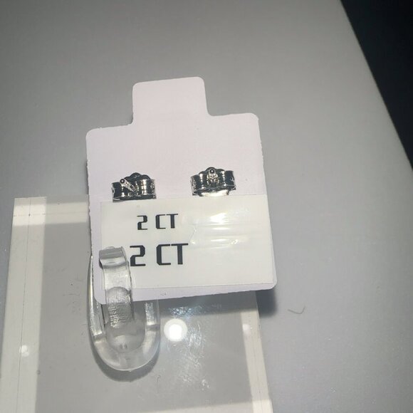 Cubic Zirconia Stud Earrings 925 Sterling Silver 4 Cttw - Picture 4 of 11